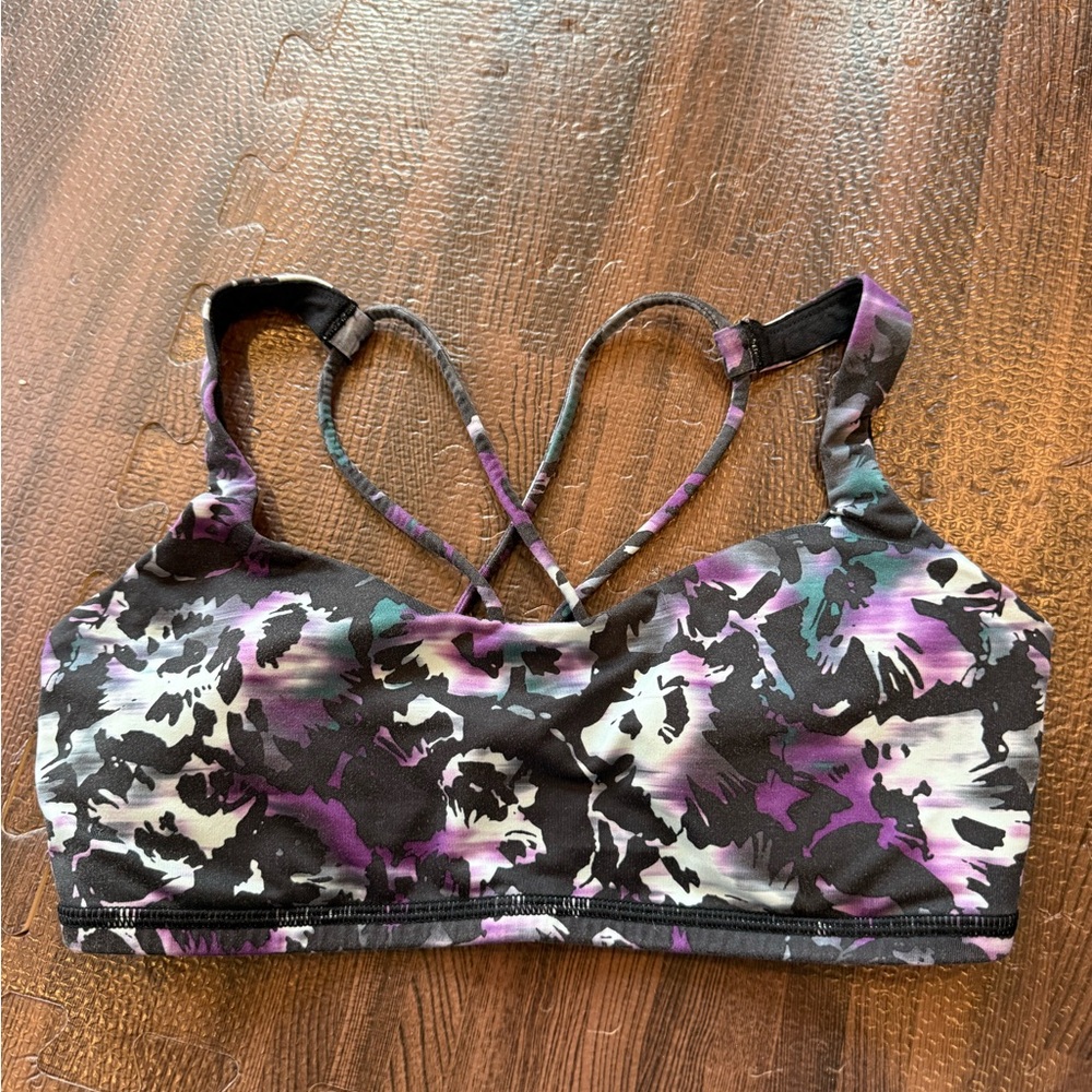 Lululemon Athletica Black and Purple Floral Sports Bra